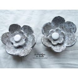 Fleur en céramique poppie pour les jardins, taille XL, couleurs elsass café