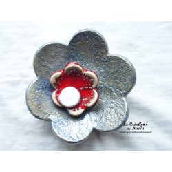 Fleur en céramique poppie pour les jardins, taille XL, couleur bleu gauloise et rot und wiss