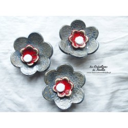 Fleur en céramique poppie pour les jardins, taille XL, couleur bleu gauloise et rot und wiss