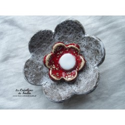 Fleur en céramique poppie pour les jardins, taille XL, couleurs elsass café et rot und wiss