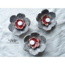 Fleur en céramique poppie pour les jardins, taille XL, couleurs elsass café et rot und wiss