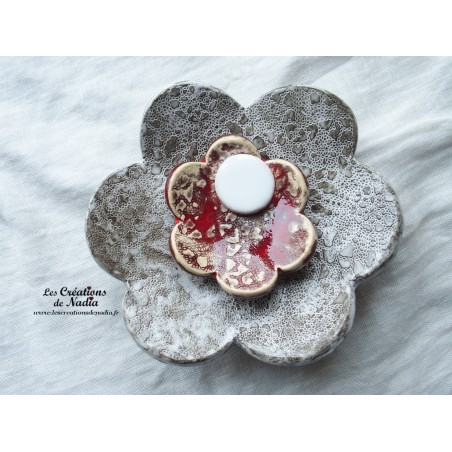 Fleur en céramique poppies taille XXL, couleur elsass café et rot und wiss