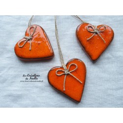 Coeur Katele en céramique, couleur orange, à suspendre
