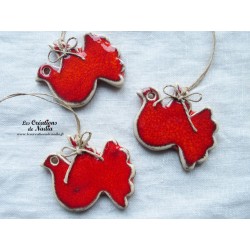 Colombe en céramique, couleur rot und wiss