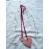 Farandole de coeurs en céramique, couleur rose, à suspendre