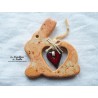 Lapin en céramique couleur pain d'épice, à suspendre