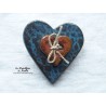 Broche coeur en céramique turquoise foncé