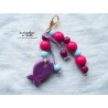 Grigri bijoux de sac ou porte clef poisson lilas