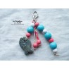 Grigri bijoux de sac ou porte clefs poisson couleur bleu gauloise