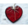 Coeur Augustine, couleur rouge pomme d'amour, en céramique, à accrocher