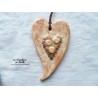 Coeur en céramique allongé couleur or et vanille, à suspendre