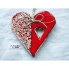 Coeur en faïence rouge, impression fine dentelle