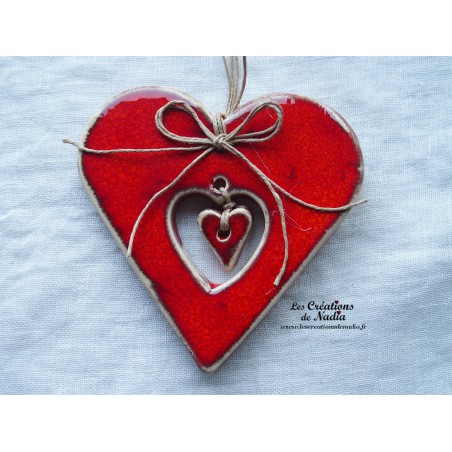 Coeur en faïence couleur rot und wiss