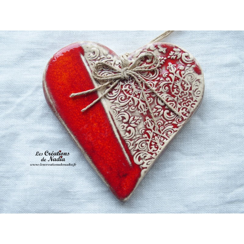 Coeur Liesel rot und wiss impressions douceur d'antan, à suspendre