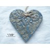 Coeur Liesel en céramique à suspendre, couleur bleu gris métal, impression Alsace
