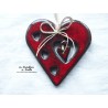 Coeur Liesel couleur rouge pomme d'amour en poterie, à accrocher