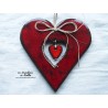 Coeur en faïence rouge pomme d'amour, céramique d'Alsace à suspendre