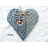 Coeur Hansi en céramique bleu gris métal, impression arc-en-diel, à suspendre