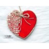 Coeur en faïence couleur rot und wiss, impression Alsace, à suspendre