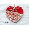 Coeur Augustine couleur rot und wiss, impression rosace, en poterie, à accrocher
