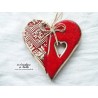Coeur Liesel en céramique, couleur rot und wiss, impression point de croix