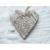 Coeur Liesel en céramique, couleur marron givré, impression volutes