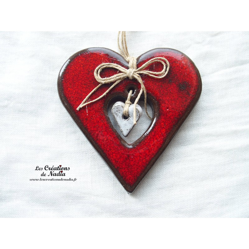 Coeur Liesel rouge pomme d'amour, à suspendre
