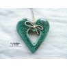 Coeur Katela en céramique à suspendre couleur vert bouteille