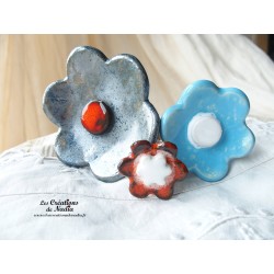 Poppies fleurs en céramique pour les jardinières, série de trois fleurs