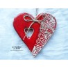 Coeur Liesel en céramique, couleur rot und wiss, impression Alsace, à suspendre