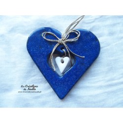 Coeur en céramique Liesel, couleur bleu nuit, à suspendre