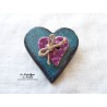 Broche coeur en céramique turquoise