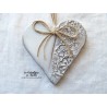 Coeur Liesel marron givré, impression fleurs de capucines en céramique