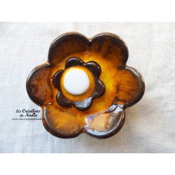 Fleur en céramique poppie pour les jardins, taille XL, couleur jaune bouton d'or