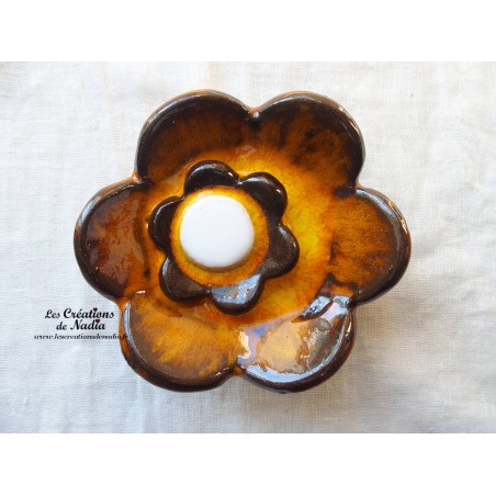 Fleur en céramique poppie pour les jardins, taille XL, couleur jaune bouton d'or