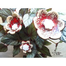 Poppies fleurs en céramique pour les jardinières, série de trois fleurs rot und wiss