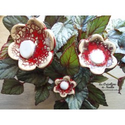 Poppies fleurs en céramique pour les jardinières, série de trois fleurs rot und wiss