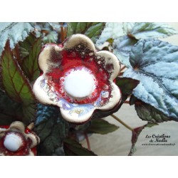 Poppies fleur en céramique pour les jardinières, moyen modèle, couleur rot und wiss et blanc
