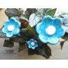 Poppies fleurs en céramique pour les jardinières, série de trois fleurs bleu lagon