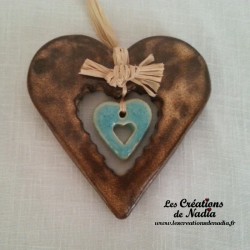 Coeur Liesel crème brûlée en poterie, à suspendre