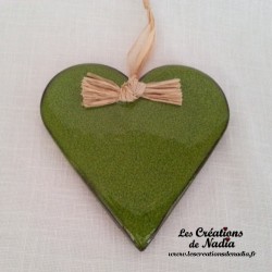 Coeur Liesel vert reinette en céramique