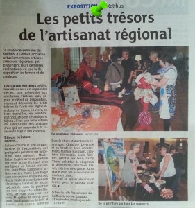 Article "Les petits trésors de l'artisanat régional", DNA septembre 2013
