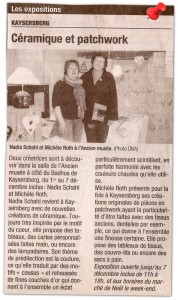 Article "Céramique et patchwork", DNA décembre 2009