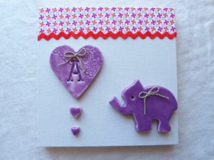 Tableau naissance avec éléphant lilas