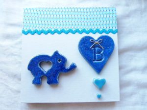 Tableau naissance avec éléphant bleu
