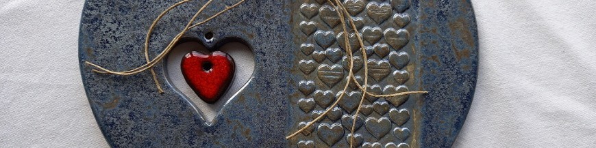 Coeur céramique en faïence émaillée, poterie fabriquée en Alsace