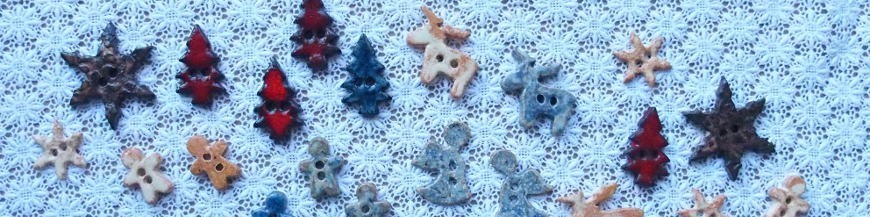 bouton céramique en faïence émaillée sur le thème de Noël, poteries fabriquées en Alsace